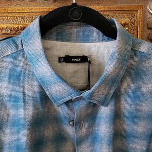 Vince Teal Cotton Long Sleeve Shirt XL